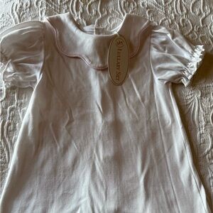 Lullaby Set White Knit Shirt Girls Size 6 Pima Cotton Pink Trim Buttons NWT